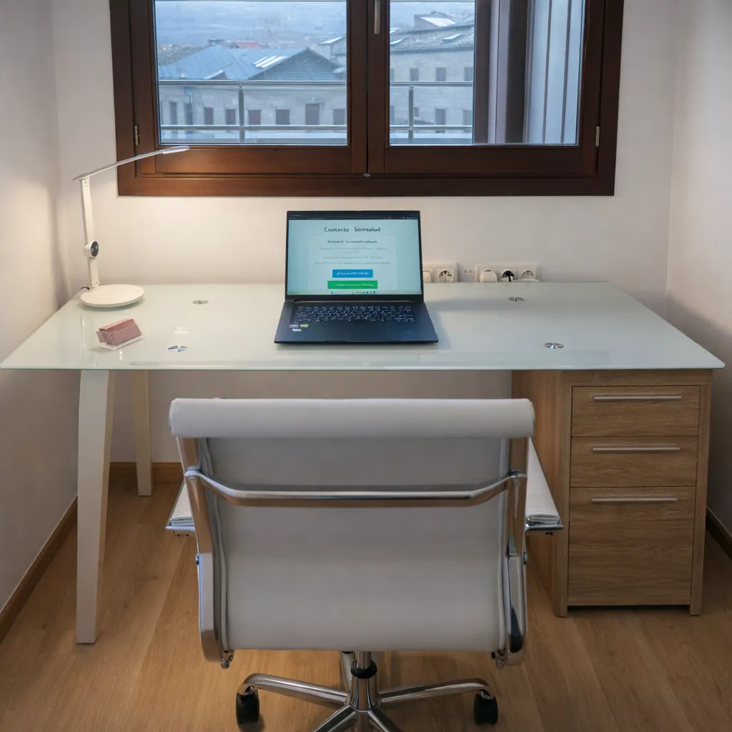 Consulta profesional serena con luz natural, ambiente de confianza