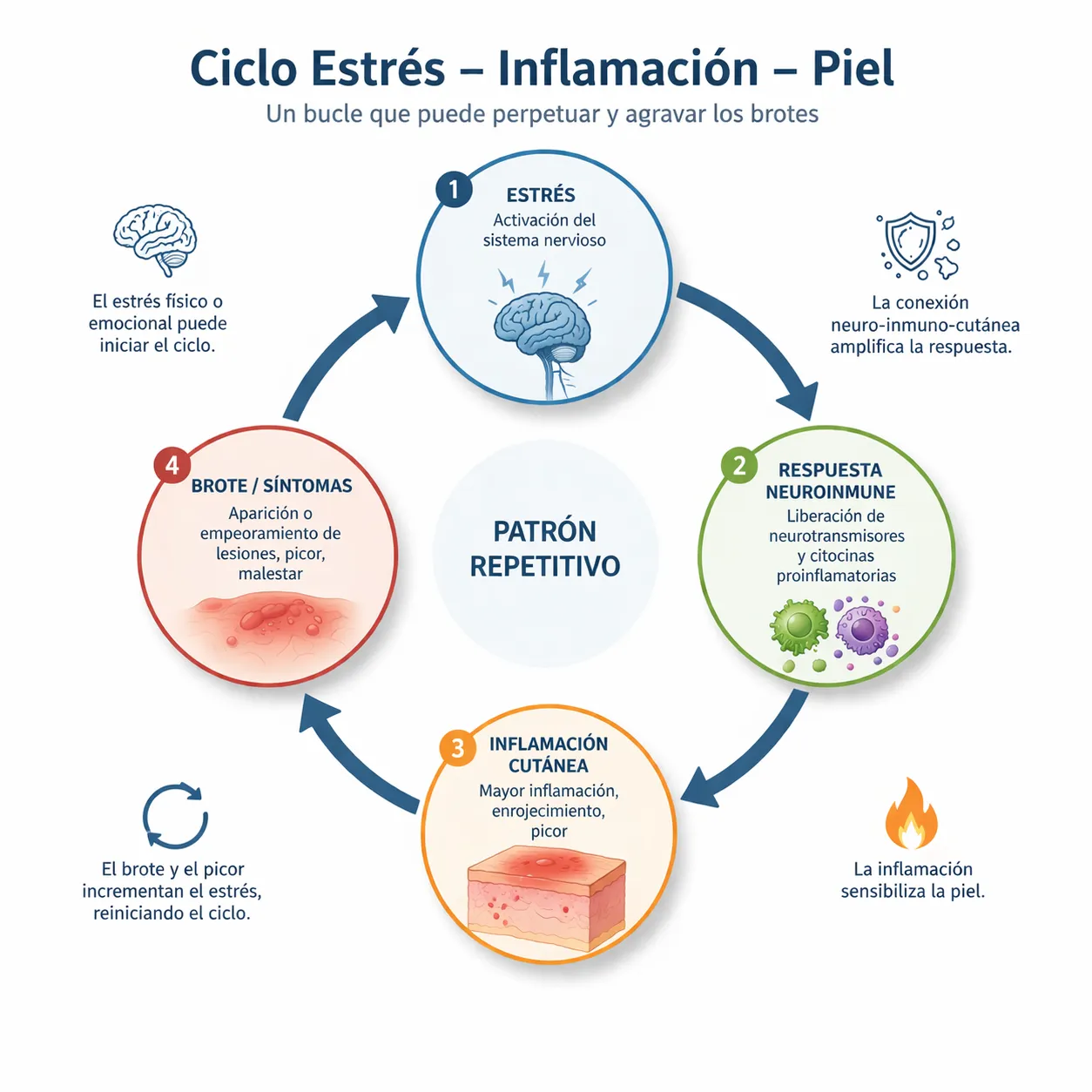 ciclo estrés inflamación piel