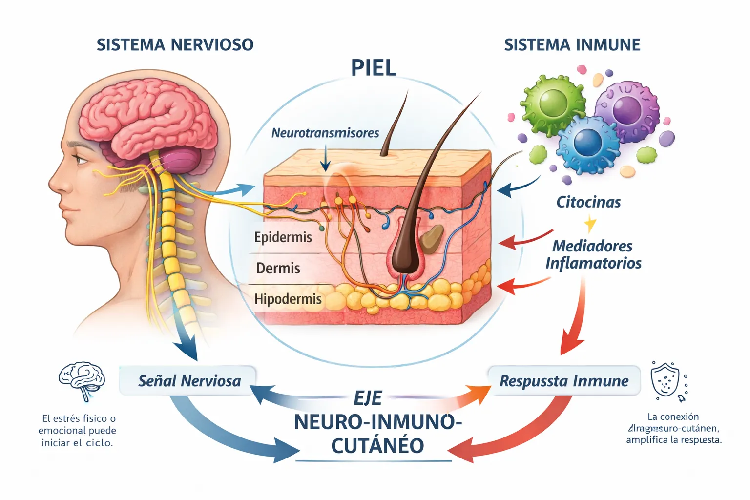 conexión sistema nervioso piel eje neuroinmuno